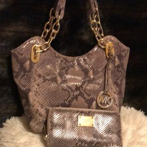 Michael Kors Snakeskin Purse and Wallet